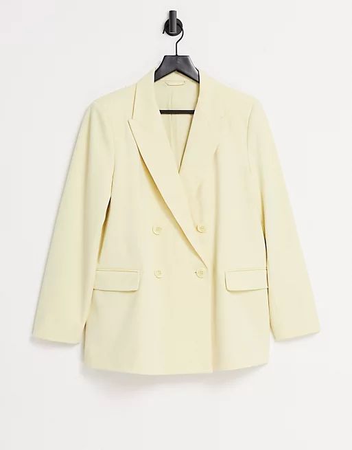 & Other Stories recycled co-ord double breasted suit jacket is pale yellow | ASOS (Global)
