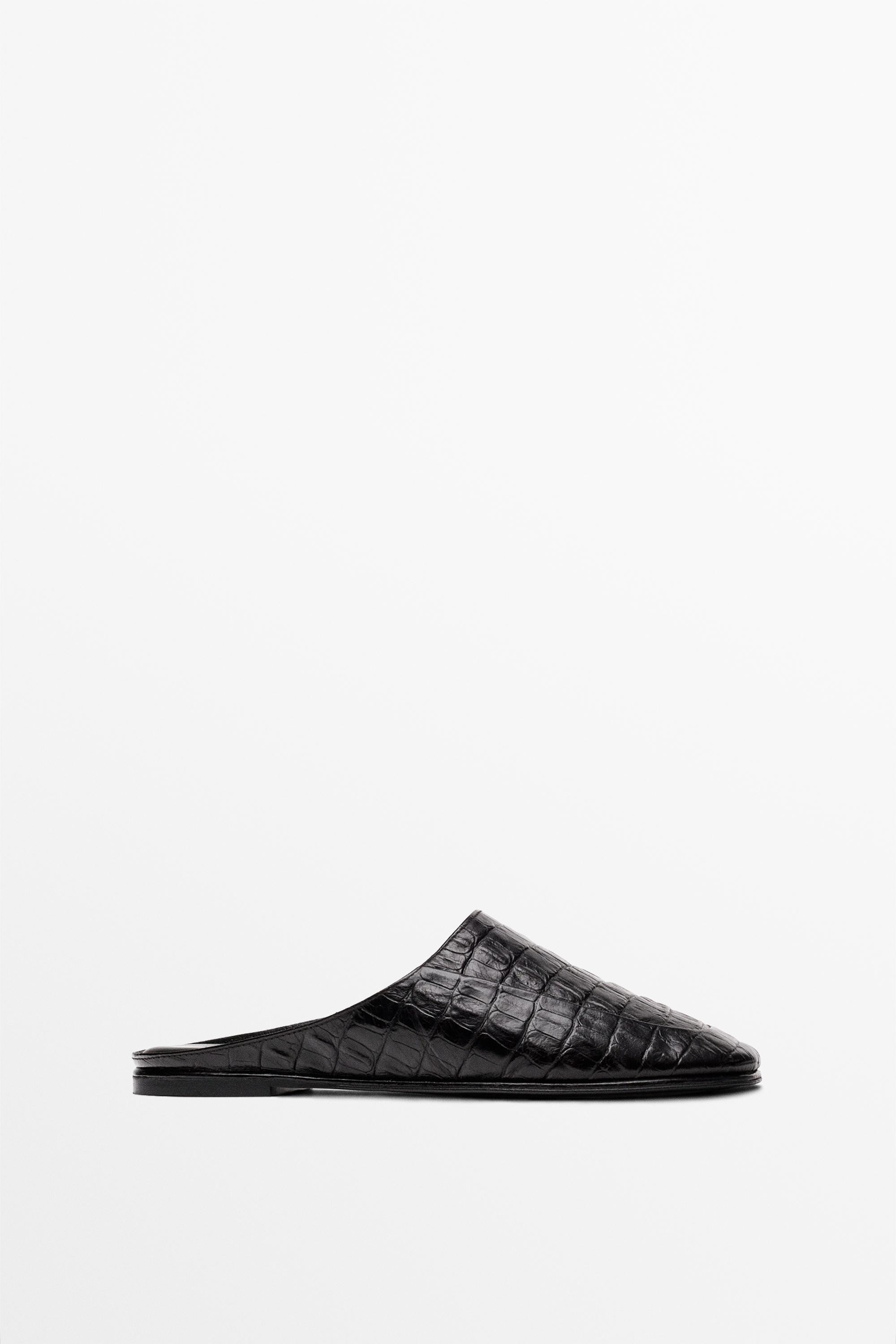 Mock croc leather mules | Massimo Dutti UK