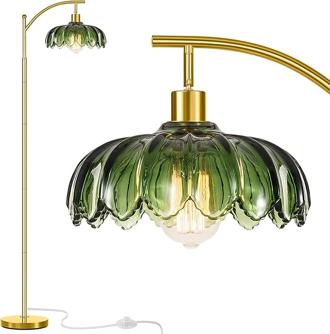 gernehop Gold Floor Lamp for Living Room,Unique Vintage Standing Tall Lamp,Mid Century Modern Flo... | Amazon (US)