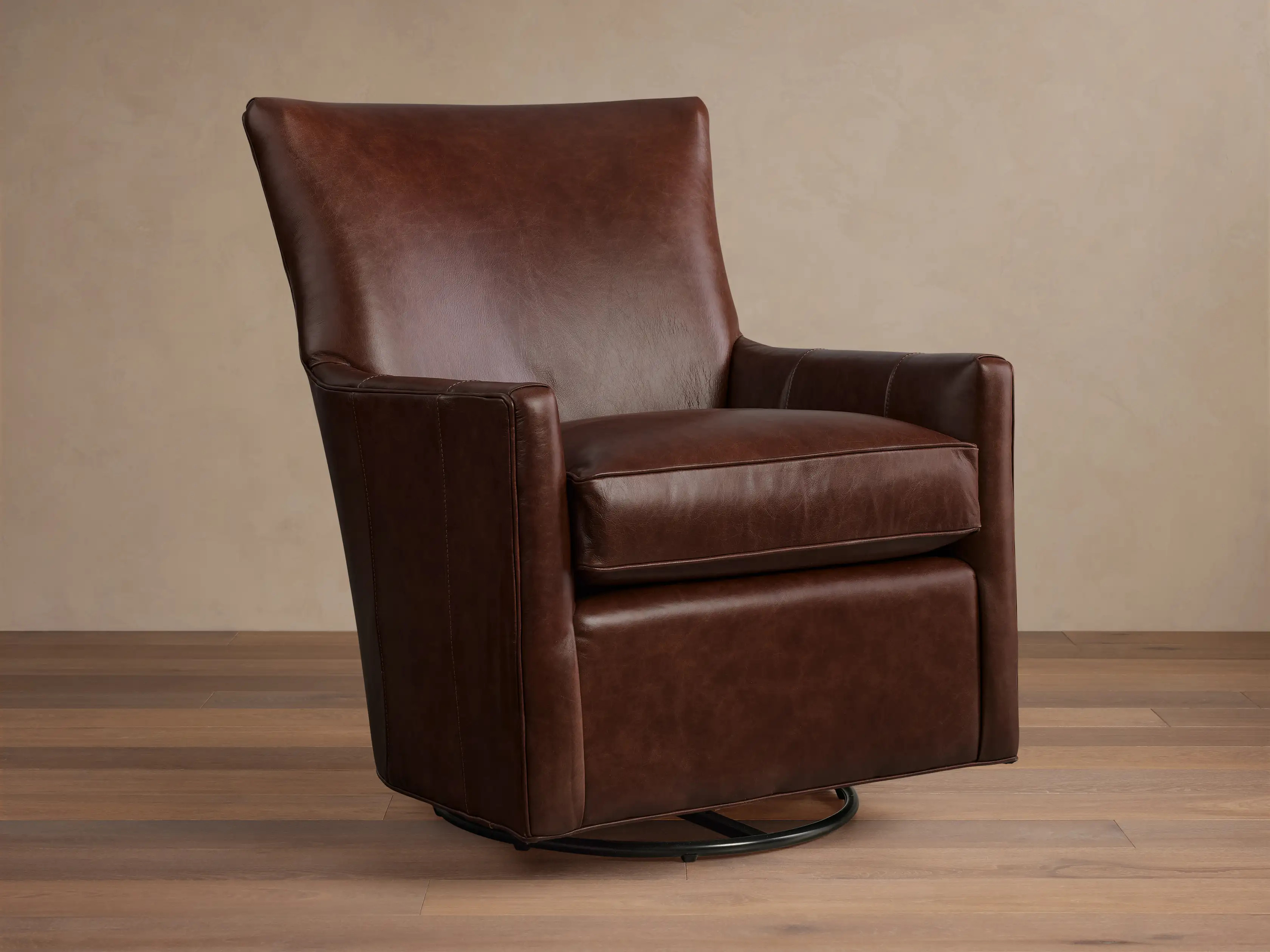 Walton Leather Swivel Glider | Arhaus