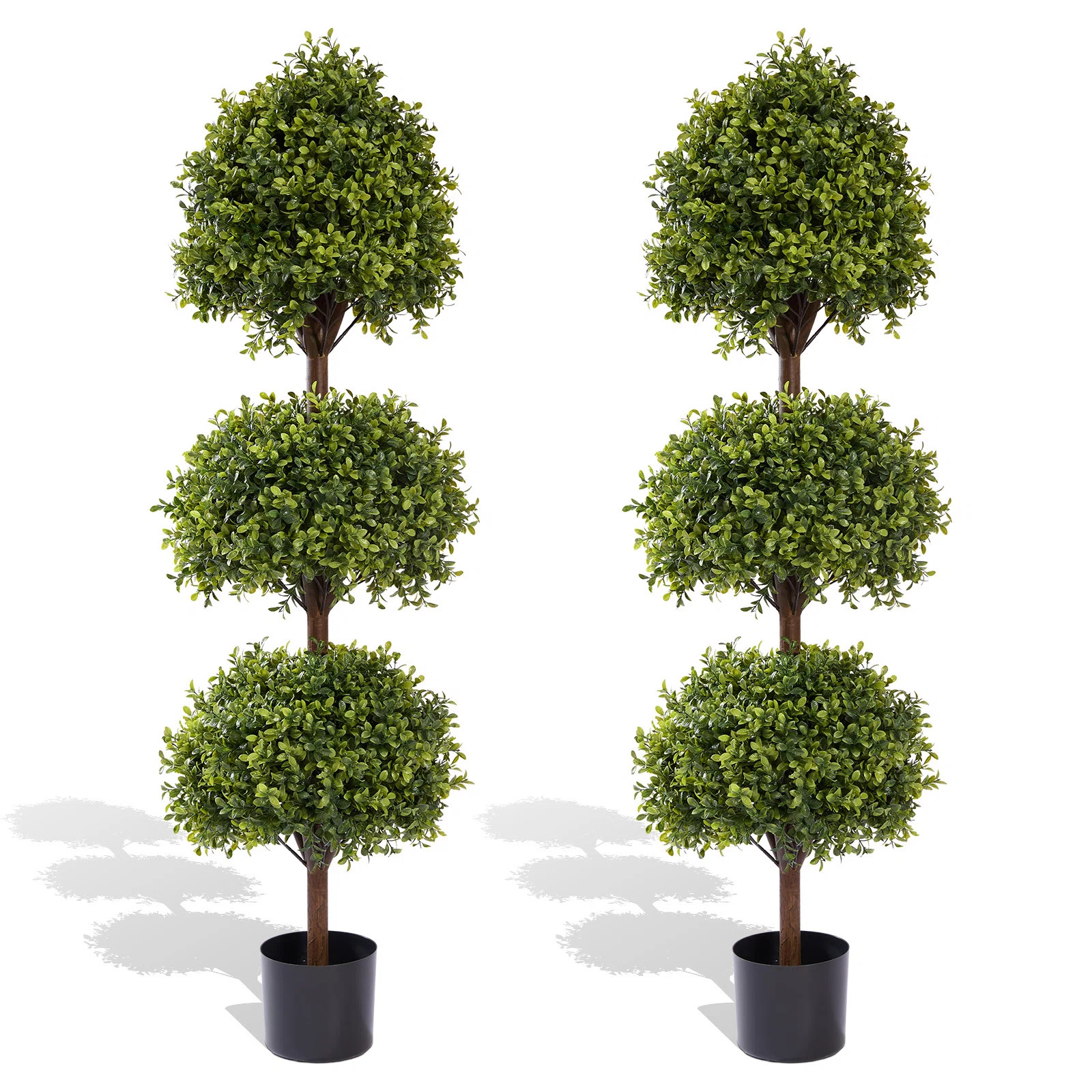 55" Artificial Triple Ball Green Boxwood Topiary In Planter (Set of 2) | Wayfair North America