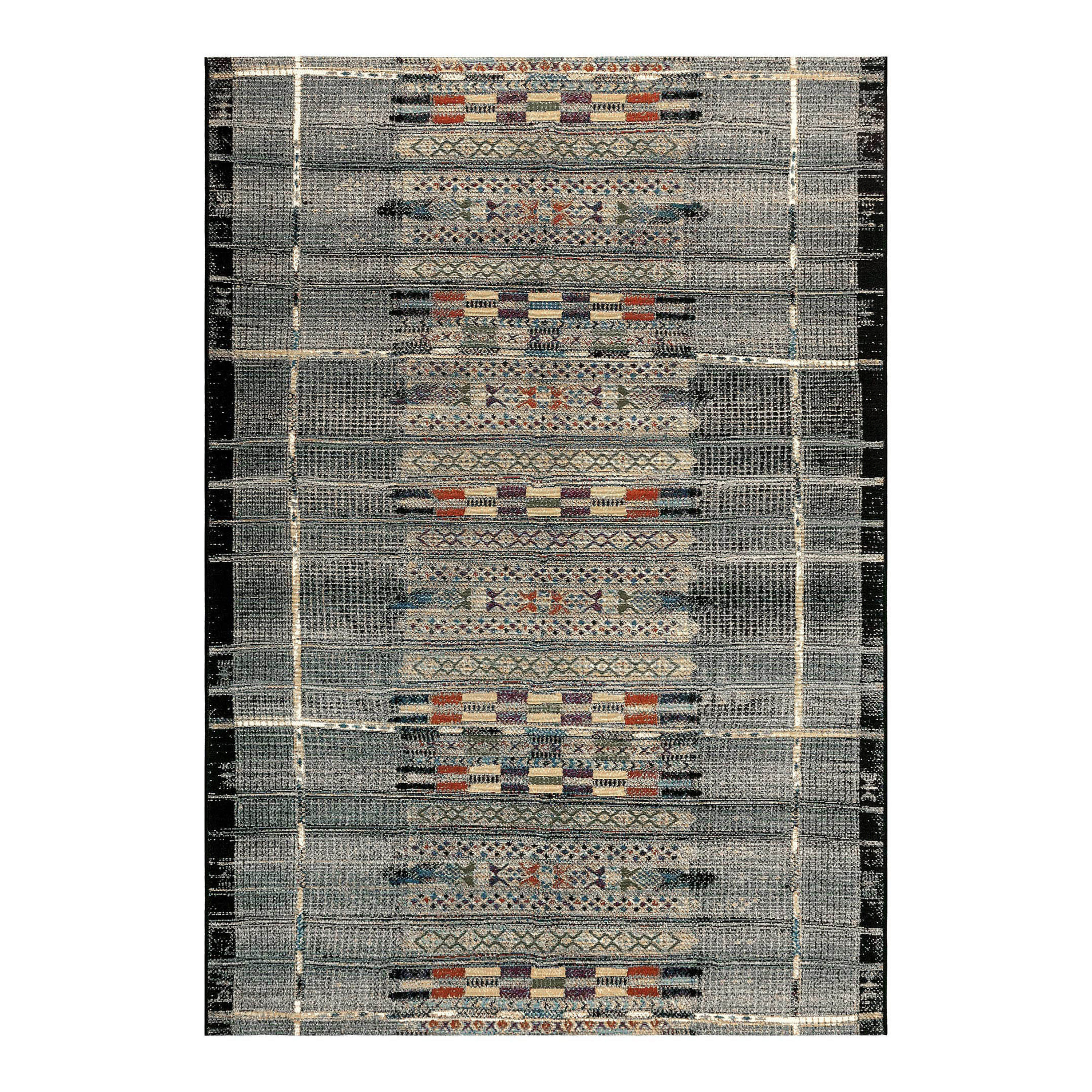 Gray and Multicolor Global Stripe Indoor Outdoor Rug | World Market