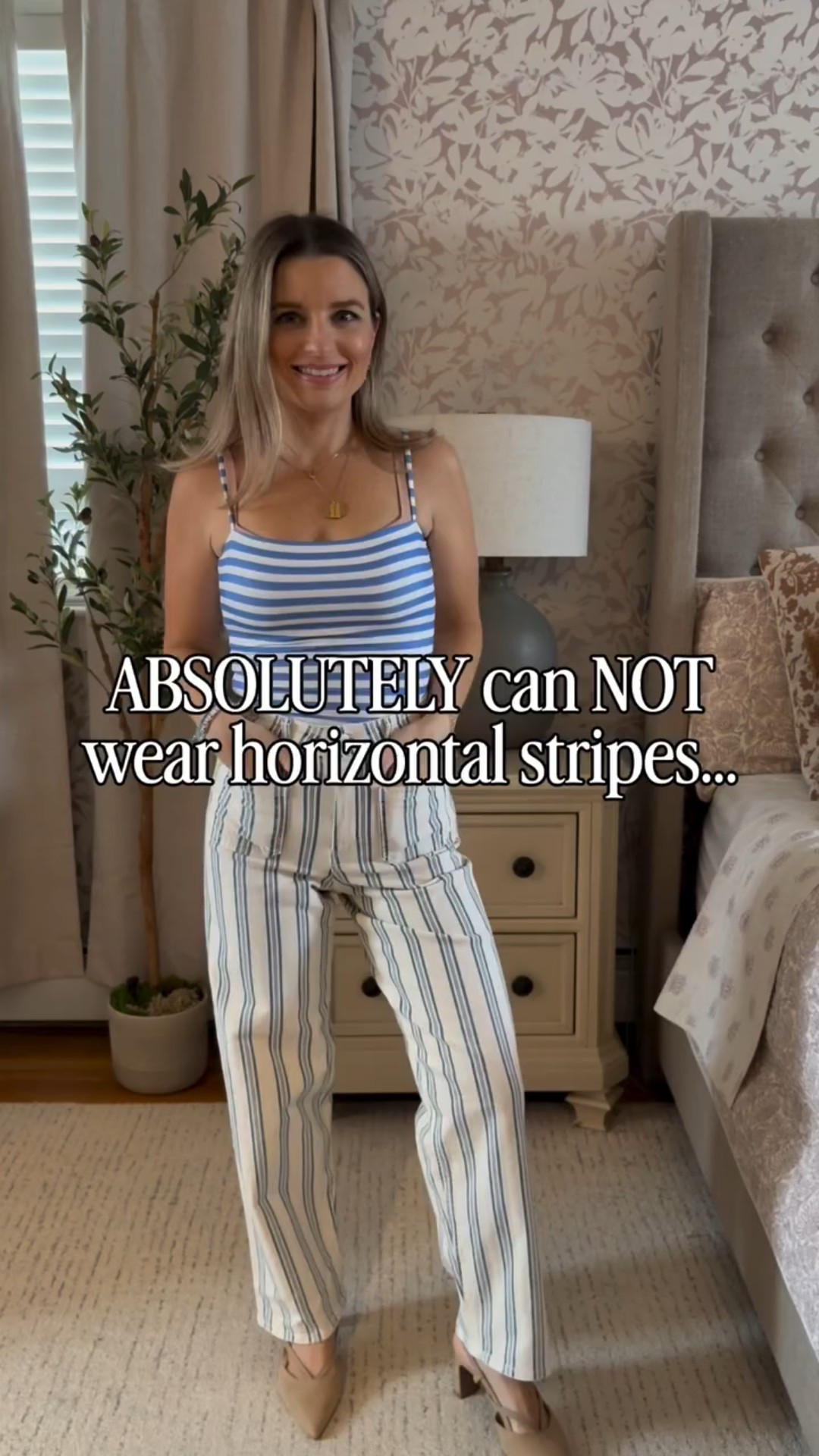 Favorite spring outfit in this moment 🩵 Comment STRIPES for a 🔗! 

#petitestyle #petitehacks #petitetips #stylehacks #styletips whattowear grwm outfitinspo ootd styling spring prespring petitedenim high rise petite friendly petite jeans