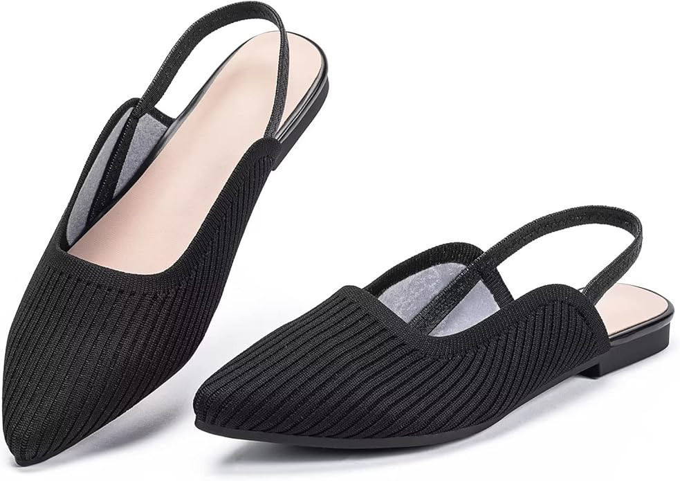 Frank Mully Women's Flats Slingback Pointed-Toe Womens Shoes Pull On Breathable Knit Flats for Wo... | Amazon (US)