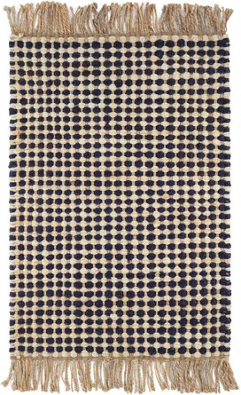 Kuba Flatweave Jute/Sisal Polka Dots Area Rug in Black/Ivory | Wayfair North America