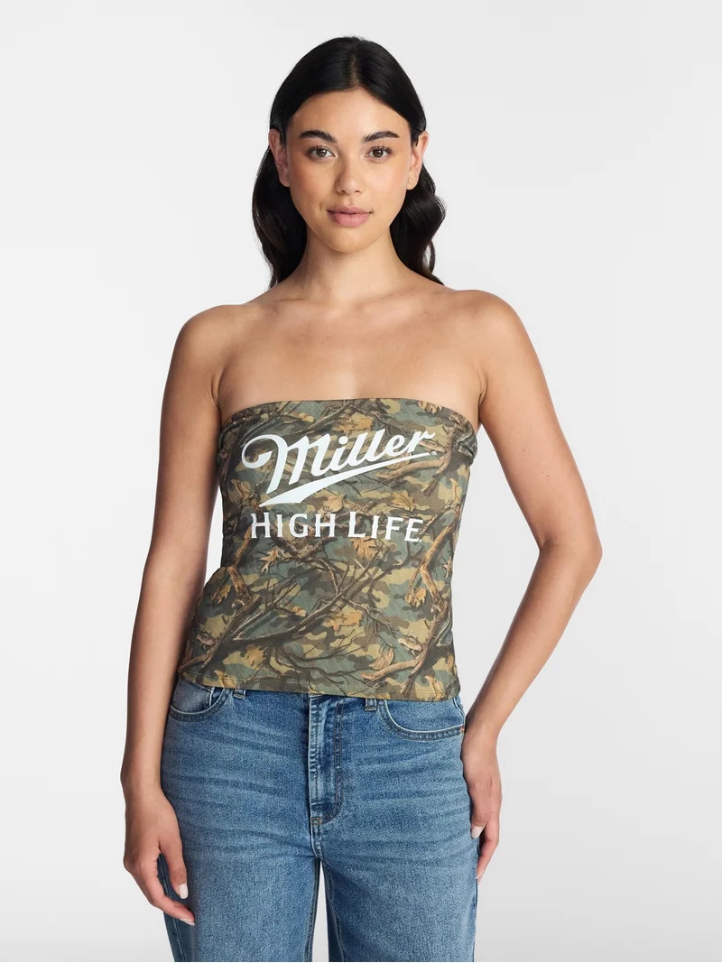 Miller High Life Women\u2019s Camo Life Graphic Tube Top, Sizes XXS-XXL | Walmart (US)