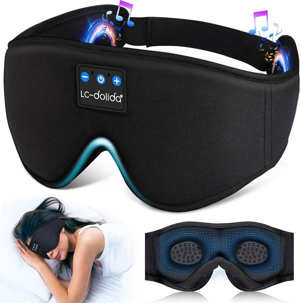 LC-dolida Sleep Mask with Bluetooth Headphones Bluetooth Sleep Mask Sleep Headphones,3D Eye Mask for | Amazon (US)