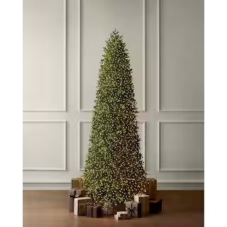 12 ft Elegant Twinkling Grand Fir LED Pre-Lit Artificial Christmas Tree with Timer | The Home Depot
