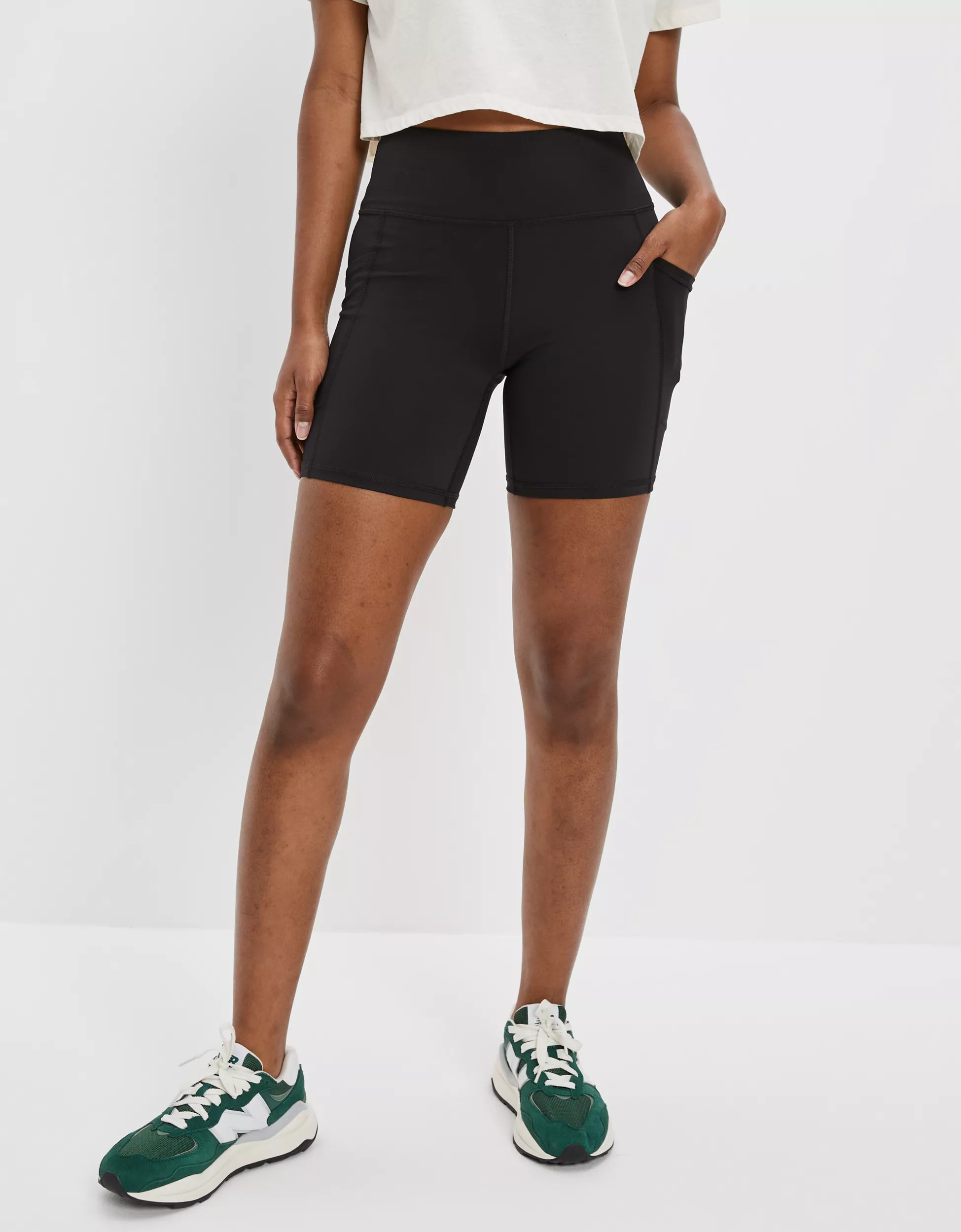 AE Everything Pocket Fleece Super High-Waisted 6" Bike Short | American Eagle Outfitters (US & CA)