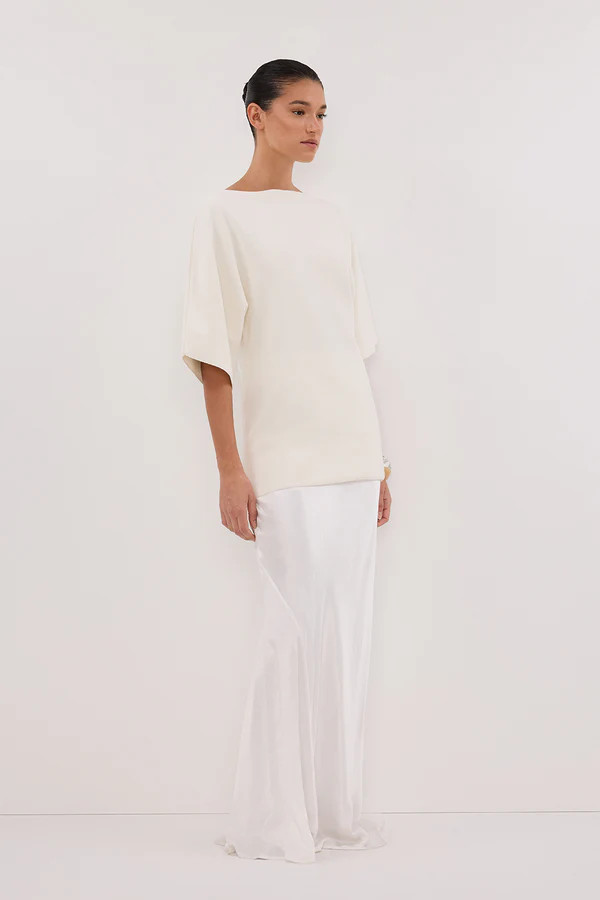 LIA IVORY SLEEVED KNIT TOP | DISSH