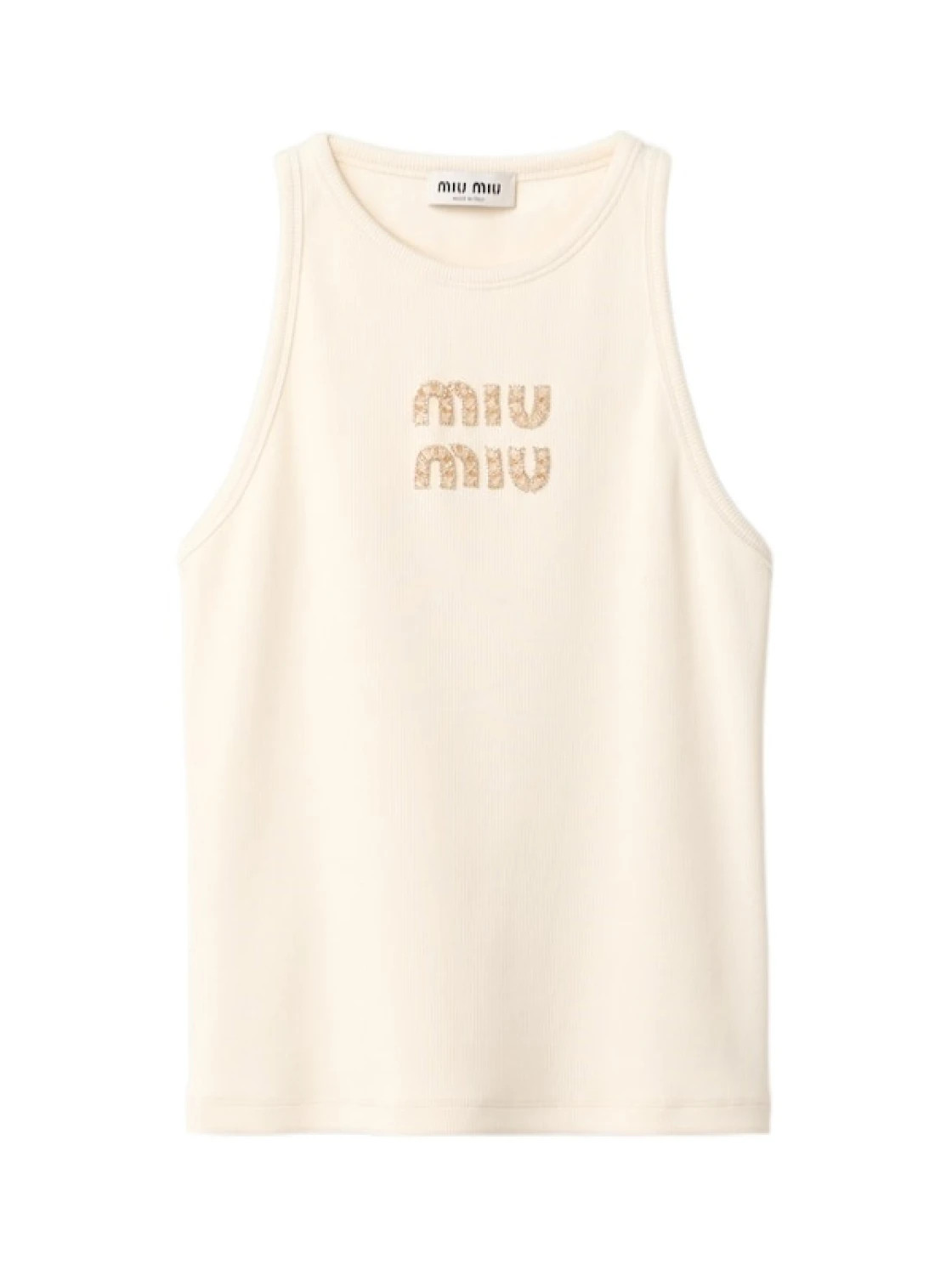 Miu Miu Logo-Embellished Ribbed Sleeveless Top | Senser US