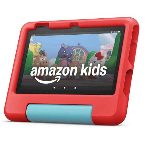 Amazon Fire 7 Kids tablet (newest model) ages 3-7. Top-selling 7" kids tablet on Amazon. Includes ad-free and exclusive content, easy parental controls, 10-hr battery, 16 GB, Red | Amazon (US)