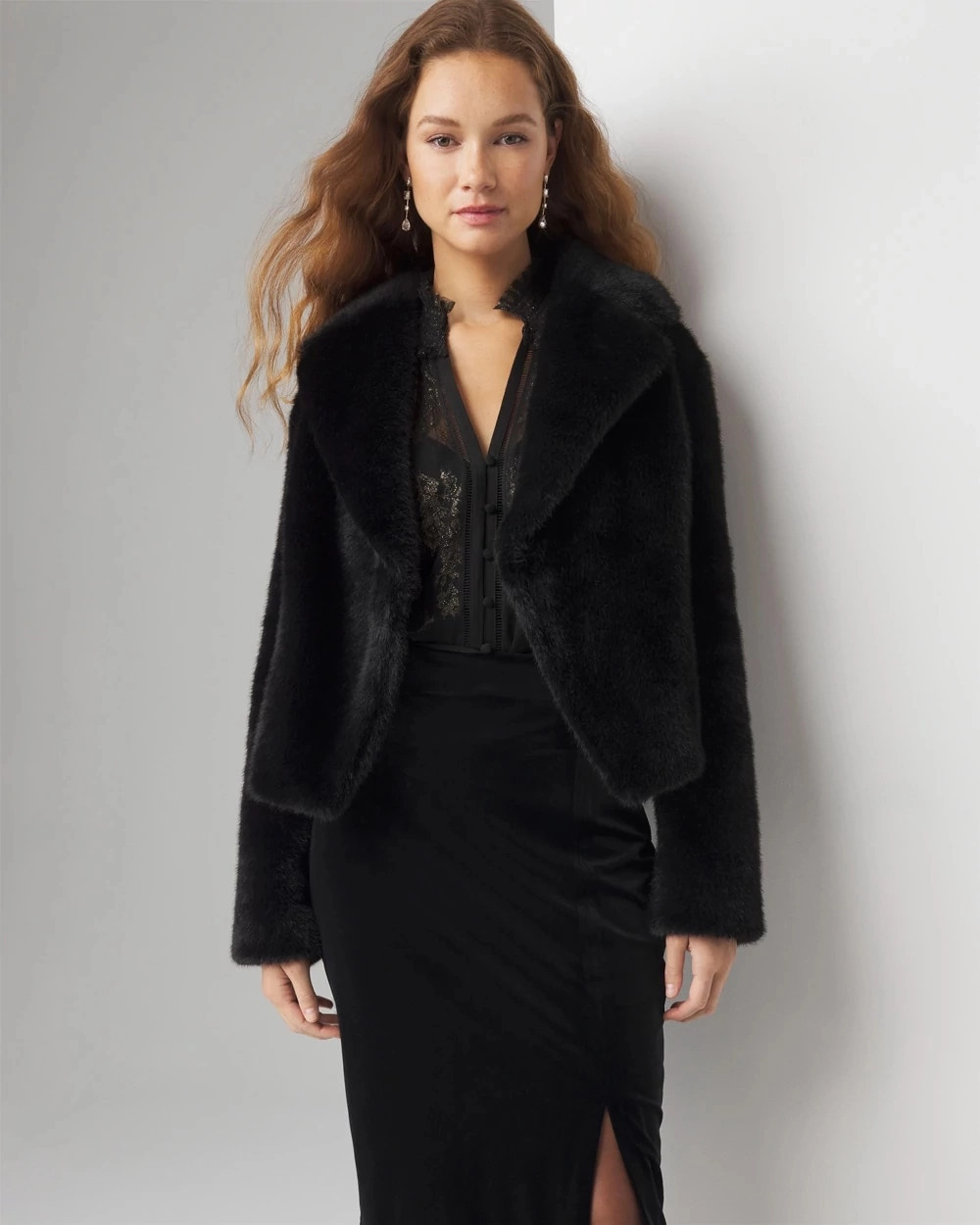 Women's Faux Fur Coat in Black size XXS | White House Black Market | White House Black Market