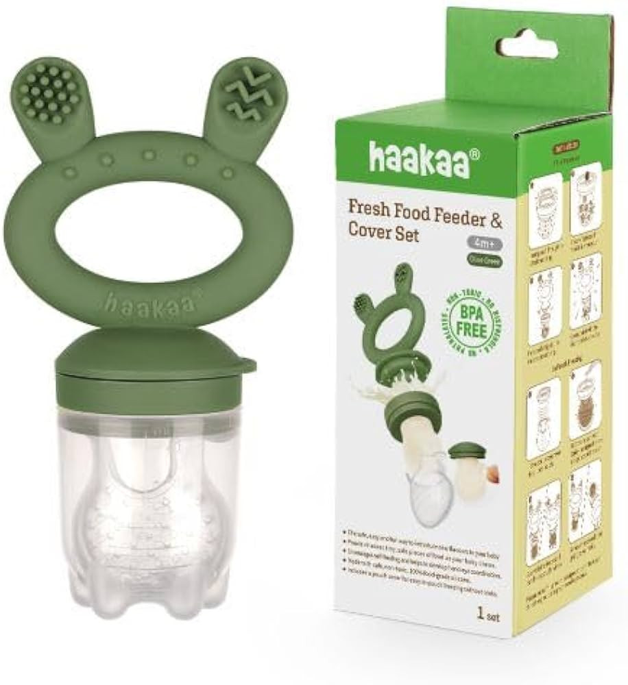 Haakaa Silicone Fresh Food Feeder with Silicone Pouch Cover 1 PK BPA Free (Olive Green) | Amazon (US)