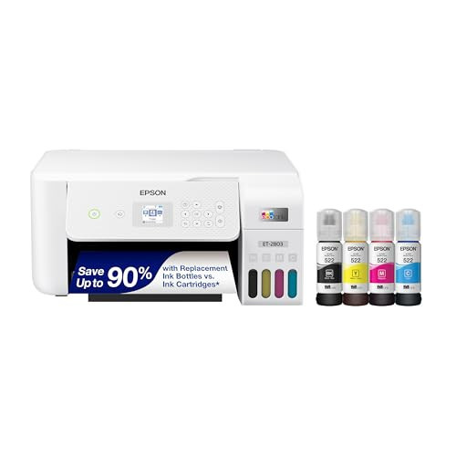 Epson EcoTank ET-2803 Wireless Color All-in-One Cartridge-Free Supertank Printer with Scan, Copy and AirPrint Support | Amazon (US)