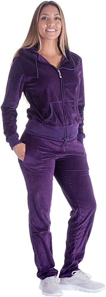 Facitisu Tracksuit for Women Set 2 Piece Joggers Velour Jogging Sweat Outfits Hoodie and Sweatpan... | Amazon (US)