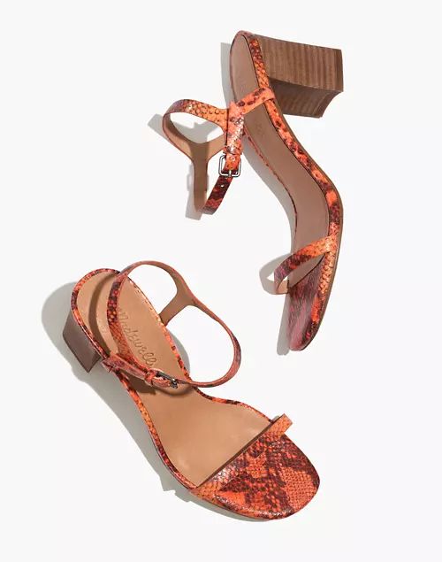 The Hollie Ankle-Strap Sandal in Snake Embossed Leather | Madewell