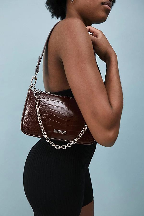 UO Plate & Chain Accent Croc Shoulder Bag | Urban Outfitters (US and RoW)