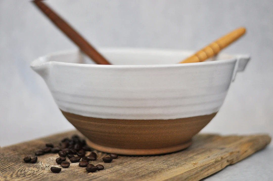 Ceramic Mixing Bowl | Batter Bowl | Mixing Bowl | Pouring Bowl | Salad Bowl | Mixing Bowl with Ha... | Etsy (US)