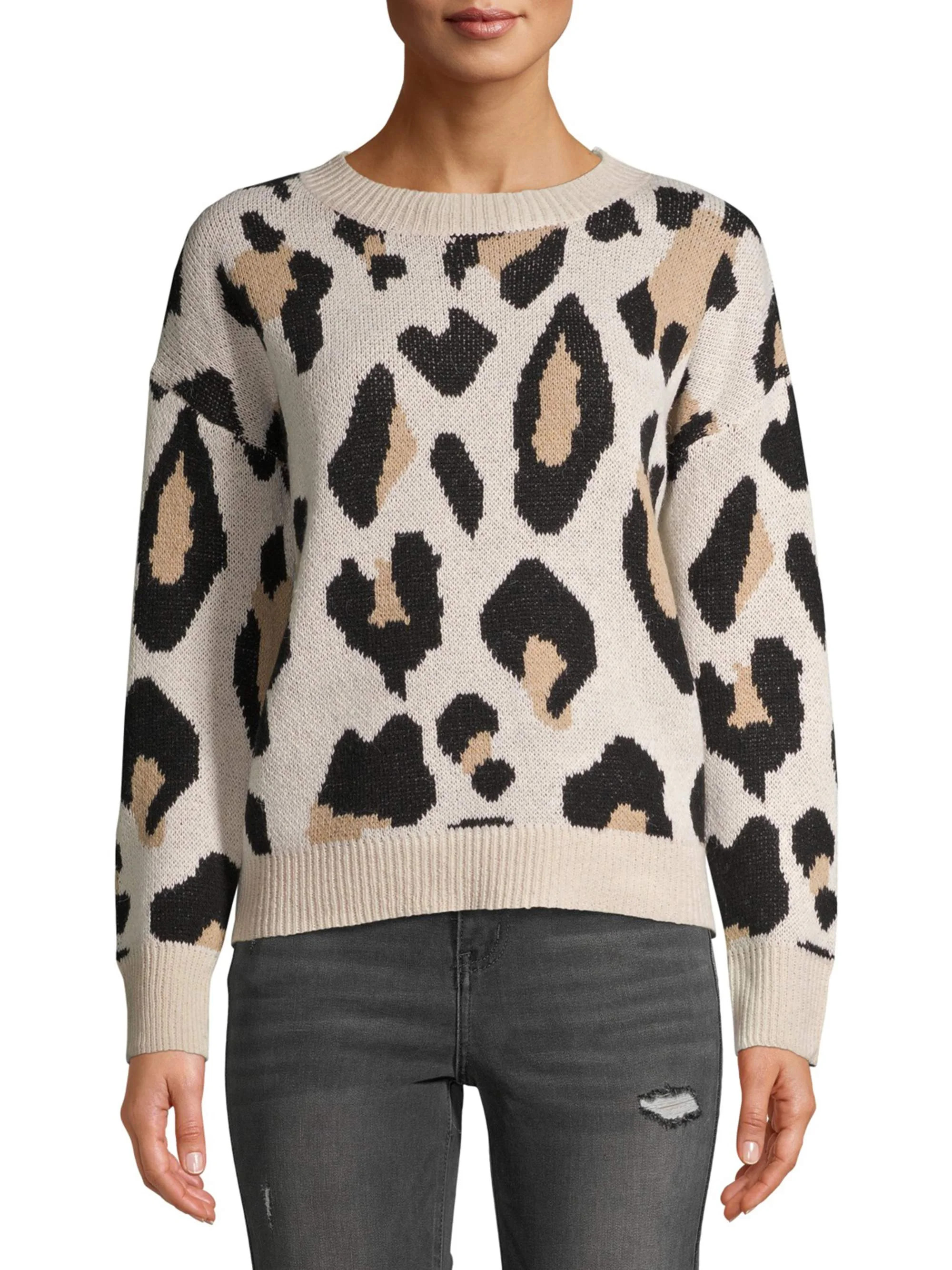Dreamers by Debut Women's Leopard Print Sweater | Walmart (US)