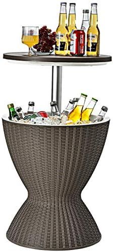 Giantex Cool Bar Table, 8 Gallon Beer and Wine Cooler, Rattan Style Patio Bar Tables, Height Adju... | Amazon (US)