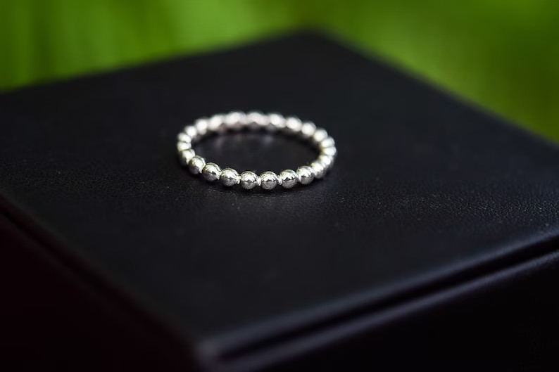 Silver Beaded Stacking Ring/ Sterling Silver/ Stacking Ring/ Stack Ring - Etsy | Etsy (US)