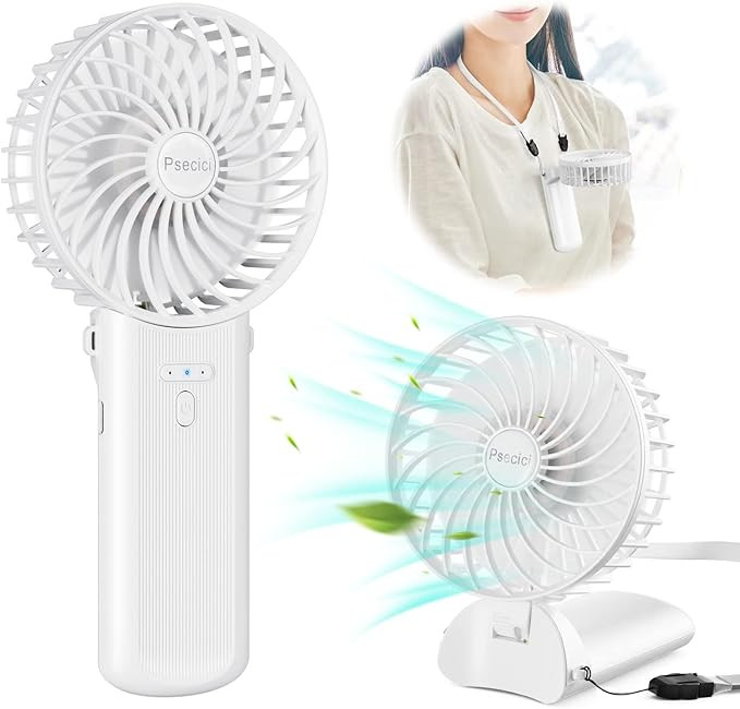 Psecici Handheld Fan, Mini Portable Personal Fan with lanyard, 4 Speeds Level 180° Foldable Desi... | Amazon (US)