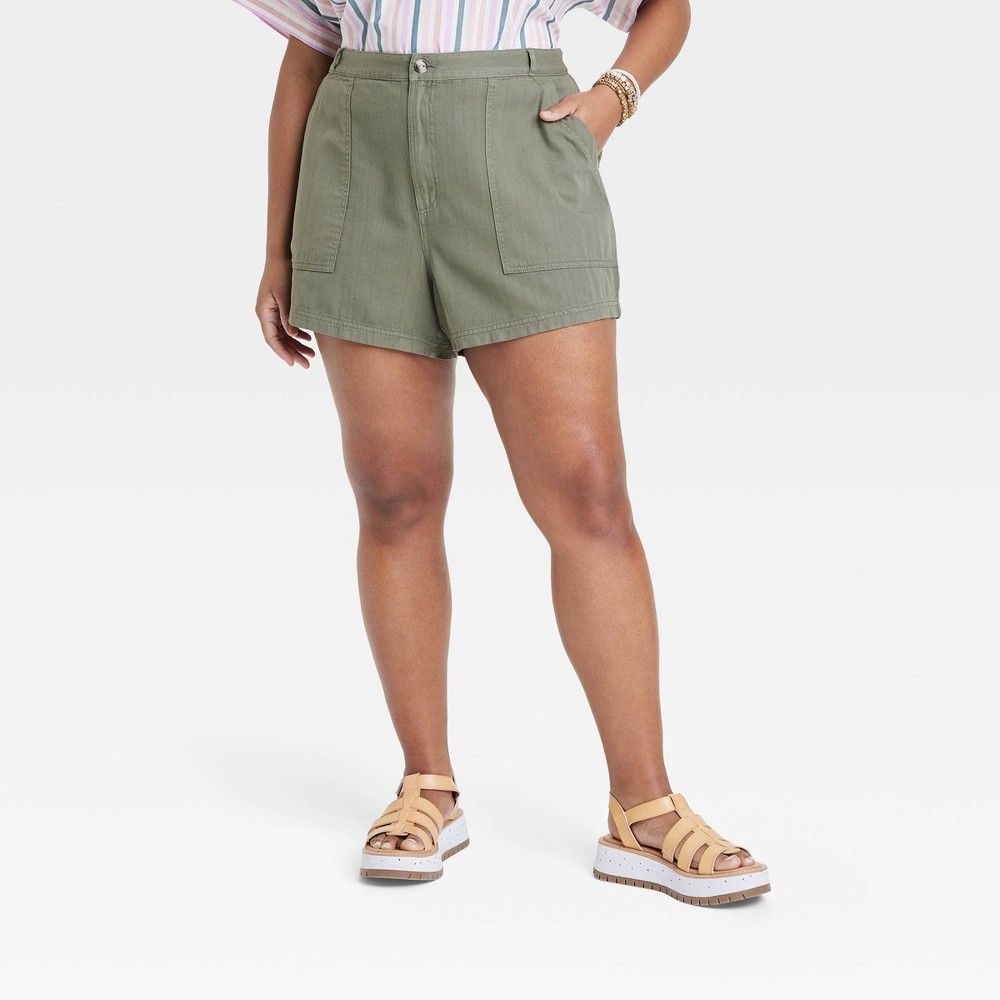 Women's High-Rise Utility Shorts - Universal Thread™ Green 28 | Target