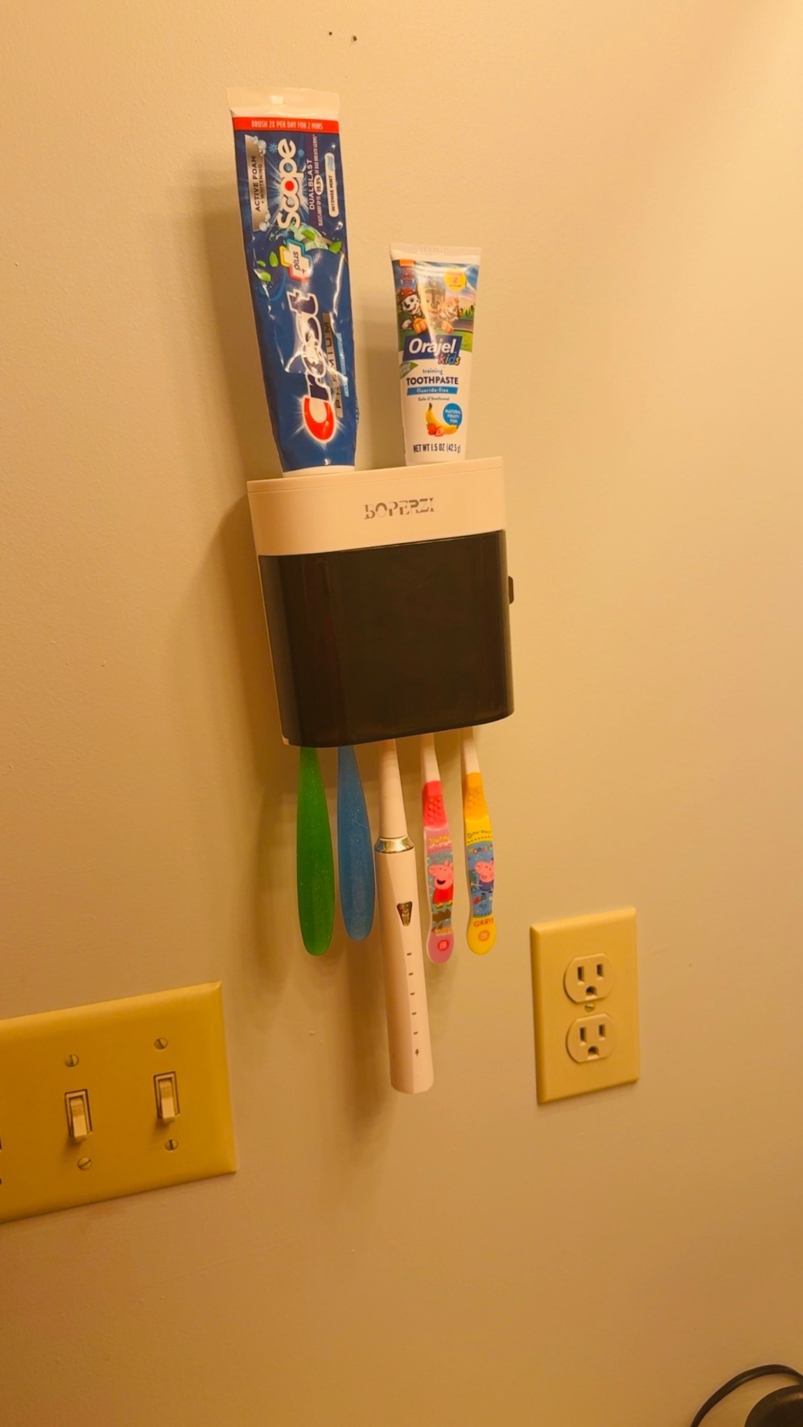 I have 2 girls who need this toothbrush organizer for different reasons:

1. The 9 year old can absolutely wreak havoc on a toothpaste container. Like how does she get it so caked with toothpaste so fast? With this, she just pushed the button and it dispenses the toothpaste for her! 🙌🏼

2. The 1 year old- she is obsessed with her toothbrush and likes to go sneak it out of the bathroom drawer and then we can never find it- she can’t reach this, so no more missing toothbrush! 🙌🏼


#LTKmomlife #LTKdayinmylife #LTKKids