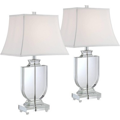 Possini Euro Design Tilde 26 1/4" Tall Urn Modern Table Lamps Set of 2 Clear Crystal White Shade Living Room Bedroom Bedside | Target
