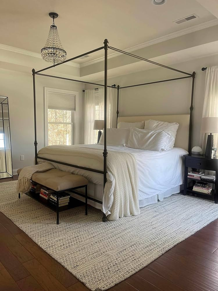 Wooly Natural Fiber Contemporary Living Room Bedroom Area Rug - Moroccan Farmhouse -100% Wool - H... | Amazon (US)