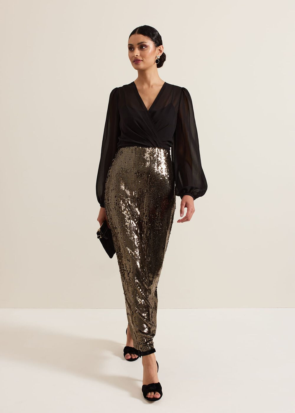 Aniya Sequin Long Sleeved Maxi Dress | Phase Eight UK | | Phase Eight