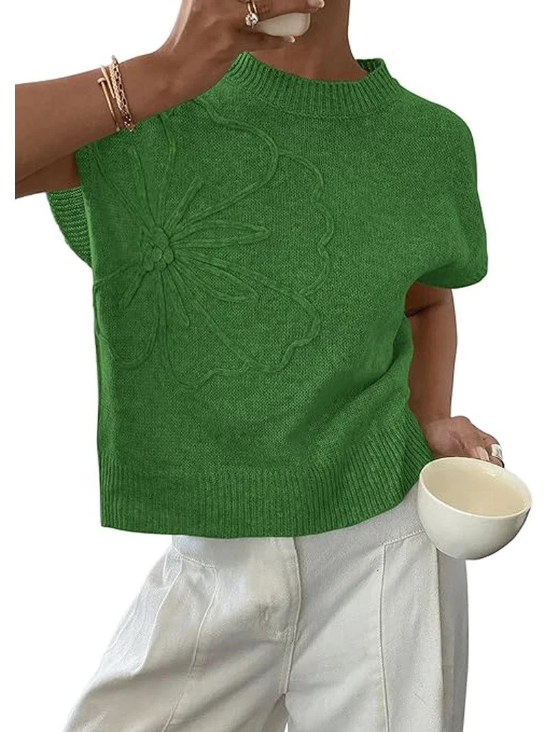 PRETTYGARDEN Women's Spring Sweater Vest Trendy Flower Knit Short Sleeve Cute Pullover Tank Tops ... | Walmart (US)