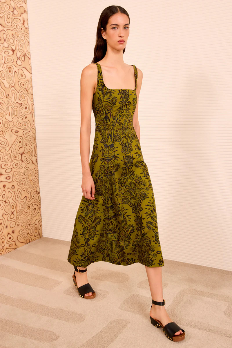 Natali Tank A – Line Dress - Olive Flora | Ulla Johnson