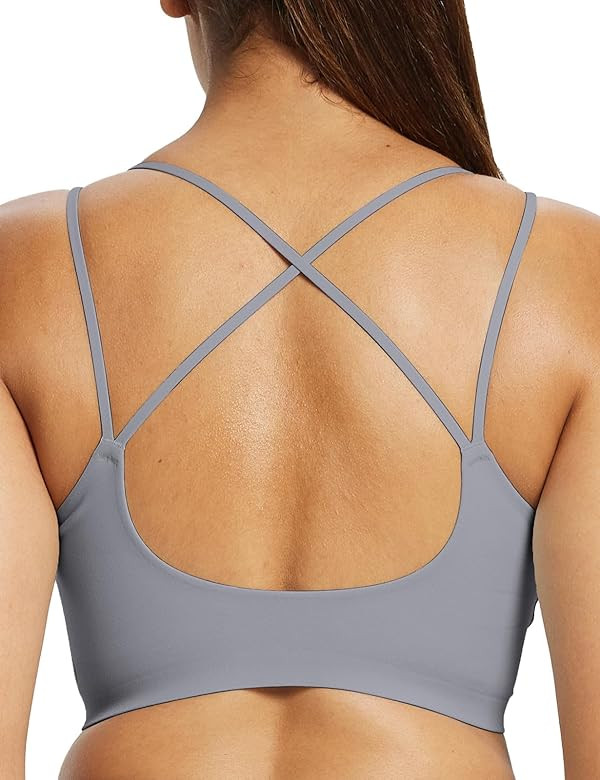 BALEAF Freeleaf Women's Sports Bra Longline, Molded Cup Yoga Bra Thin Strap Low Impact Workout Cr... | Amazon (US)