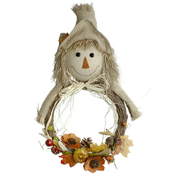 20" Beige and Orange Fall Harvest Scarecrow Wall Decor | Walmart (US)