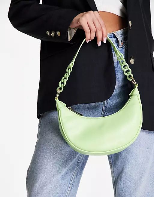 ASOS DESIGN half moon shoulder bag with resin strap in lime green  | ASOS | ASOS (Global)