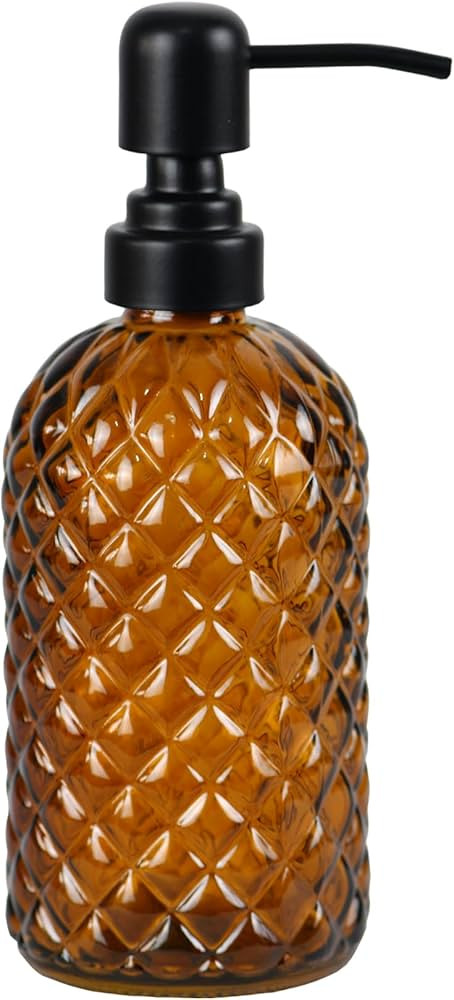 12Oz Glass Soap Dispenser with 304 Black Rustproof Stainless-Steel Pump, Refillable Glass Soap Di... | Amazon (US)