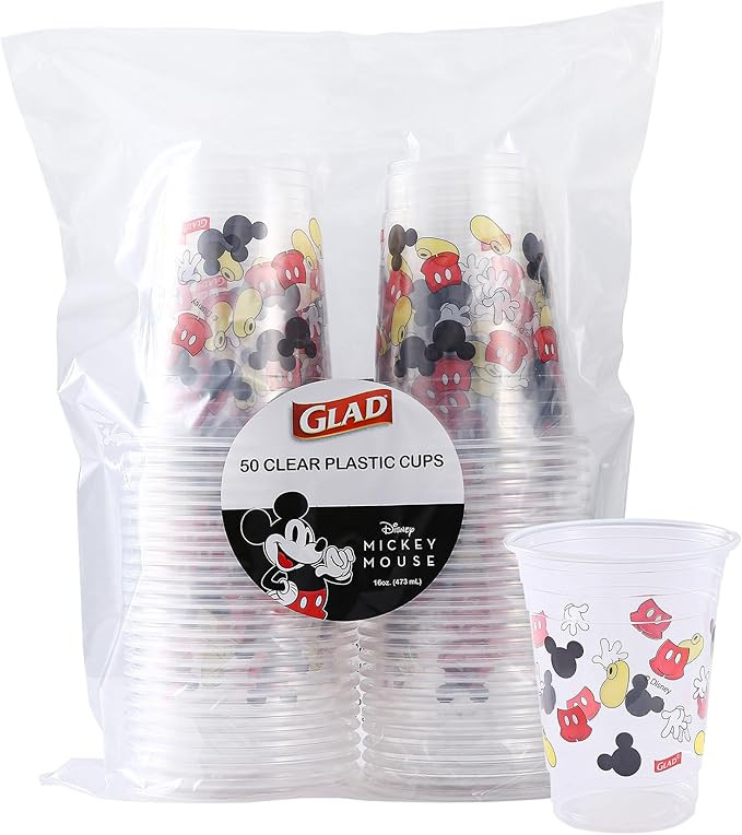 Glad for Kids Disney Mickey Mouse 16oz Clear Plastic Paper Cups - Kid-Friendly Disposable Drinkin... | Amazon (US)