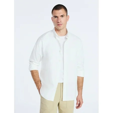 Free Assembly Men's Oxford Woven Shirt With Long Sleeves, Sizes XS-3XL | Walmart (US)