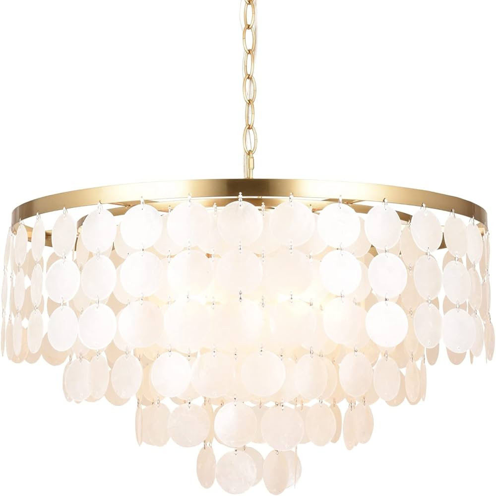 ALICE HOUSE 24" Dining Room Chandeliers, Brushed Brass Finish, 5 Light Coastal Ceiling Hanging Li... | Amazon (US)