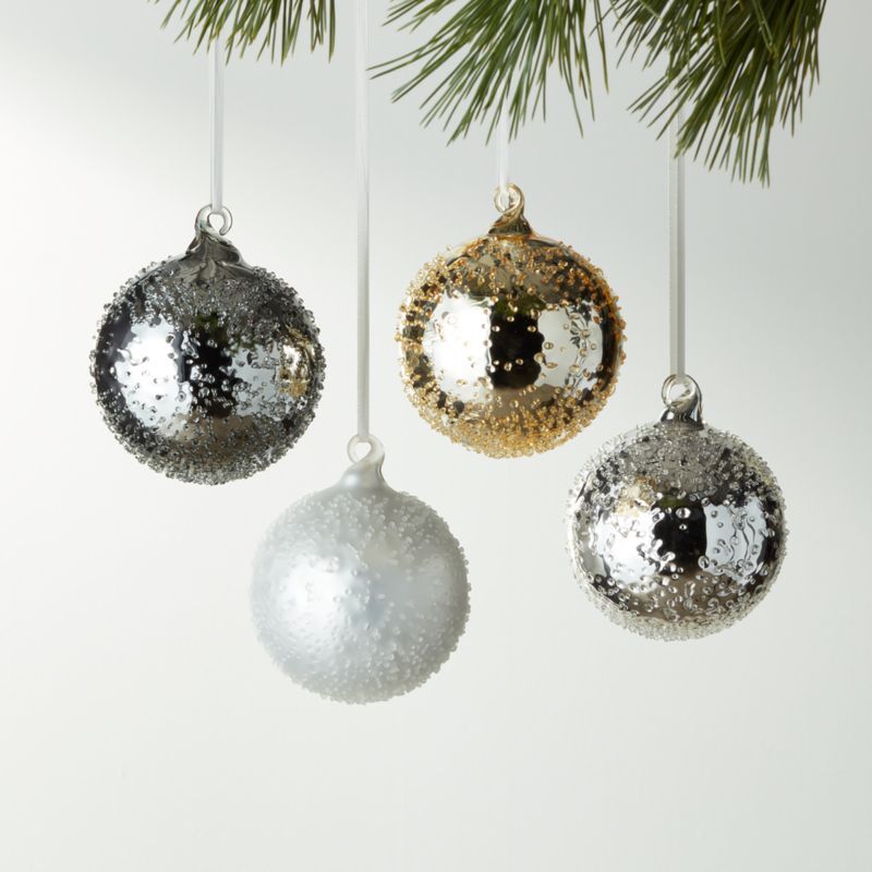 Textured Metallic Glass Christmas Tree Ornament 3.5" Set of 4 + Reviews | CB2 | CB2