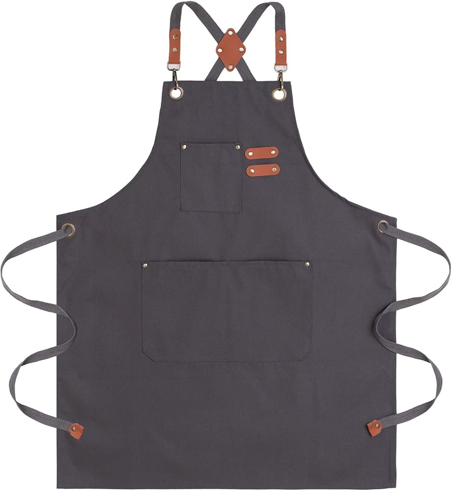 Chef Aprons for Men Canvas Apron with Large Pockets and Adjustable Neck Strap for Cooking,BBQ, Ga... | Amazon (US)