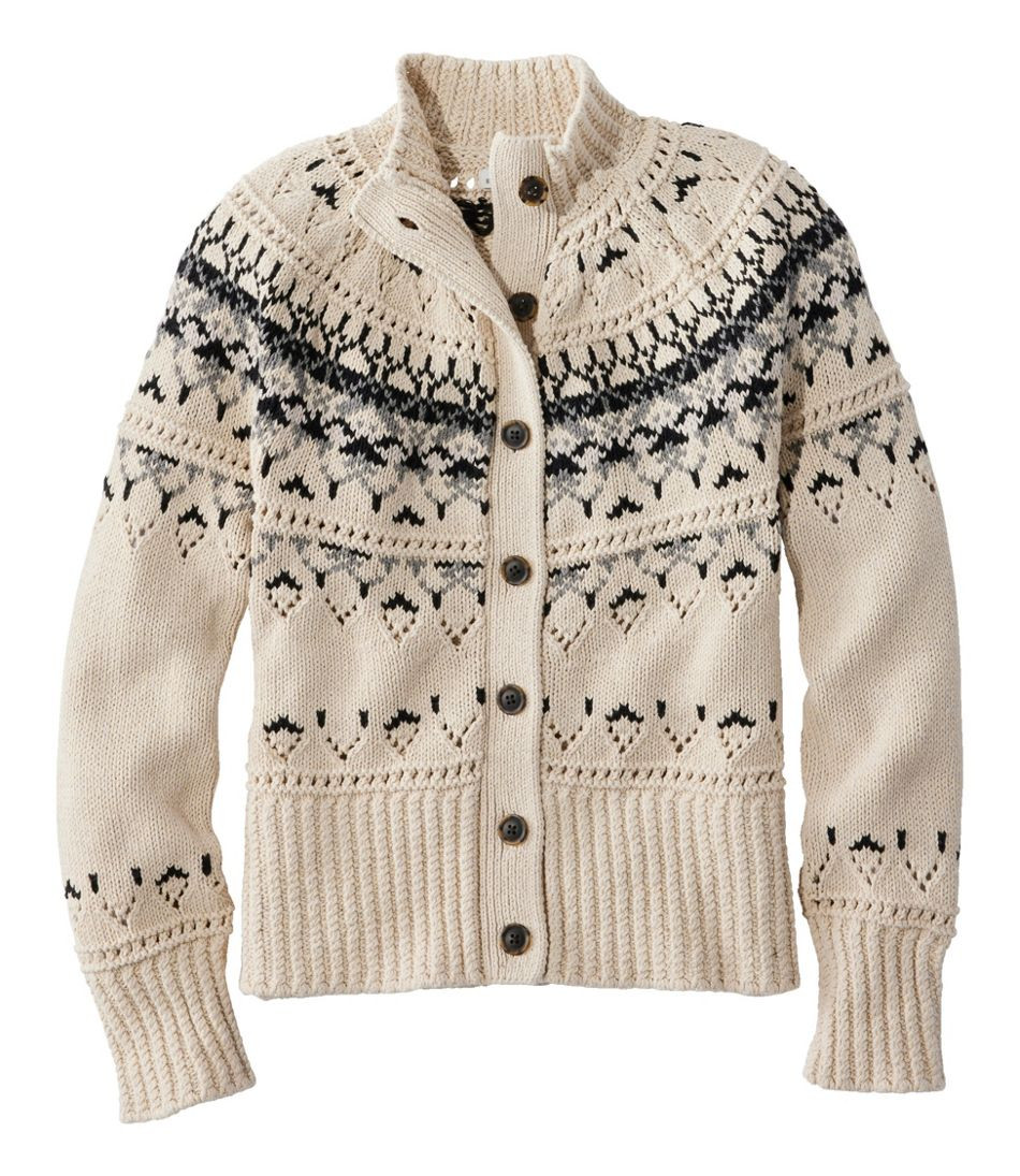 Women's Signature Cotton Fisherman Sweater, Short Cardigan Fair Isle | L.L. Bean