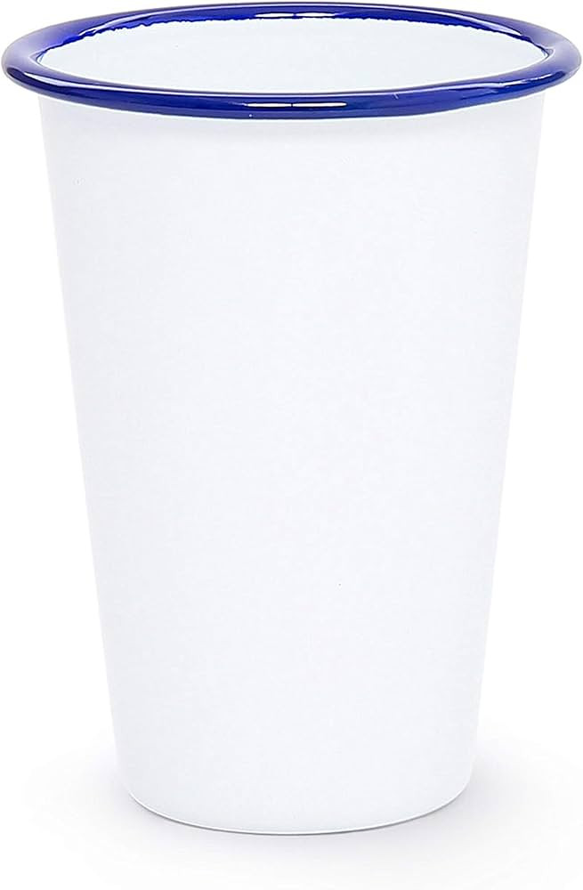 Crow Canyon Home Enamelware Tumbler, 14 ounce, Vintage White/Blue (Single) | Amazon (US)