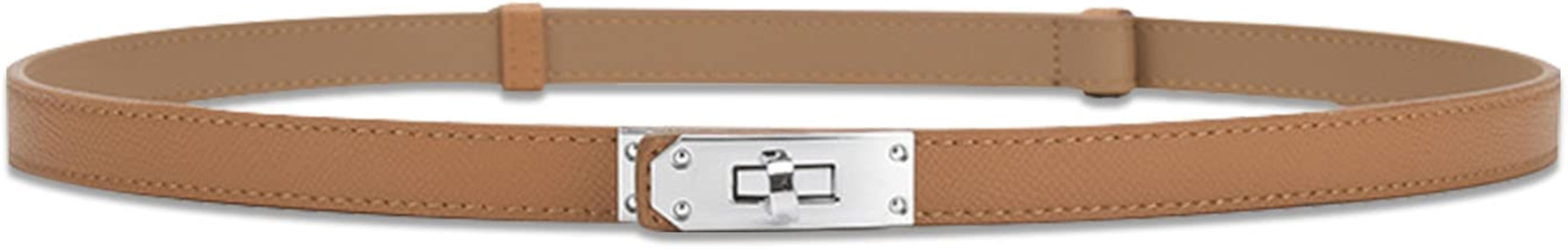 LumiSyne Women Skinny Leather Belt Solid Color Alloy Turn Lock Adjustable Waistband Thin Waist Be... | Amazon (US)
