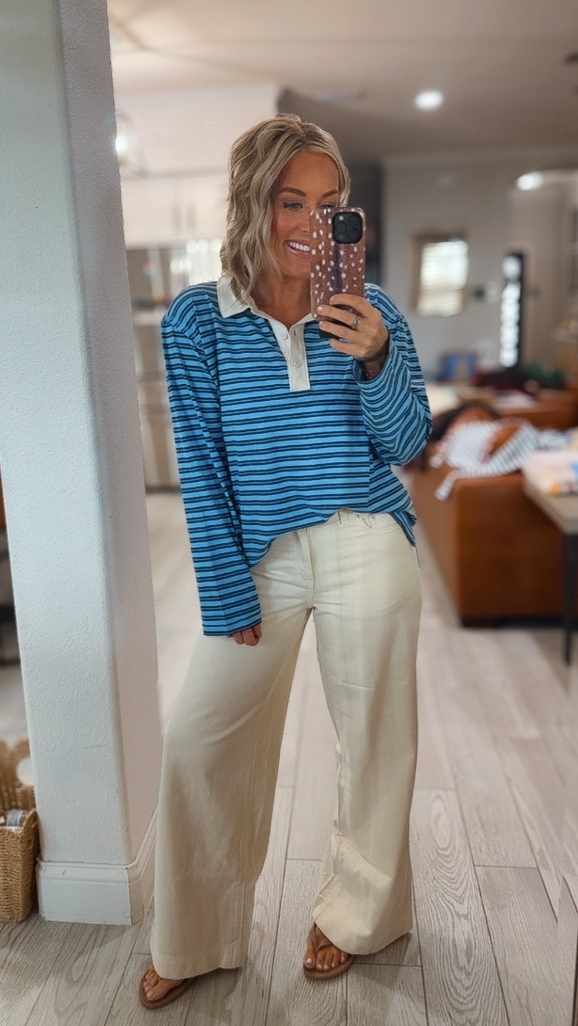 these new rugby style shirts are 50% off and these new jeans feel like sweatpants and on sale! Size small in both