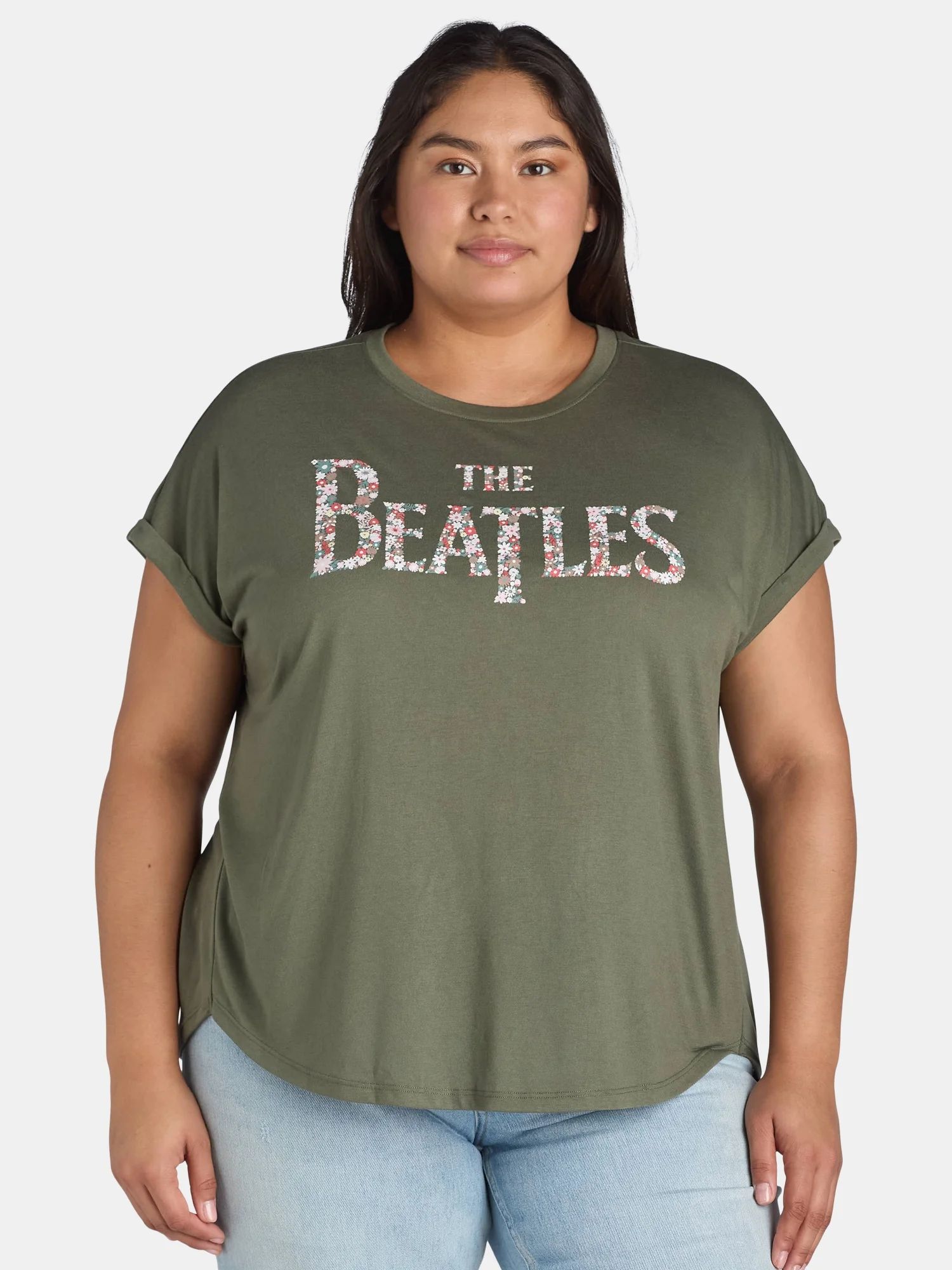 Terra & Sky Women's Plus Size The Beatles Graphic Band Tee with Short Sleeves, Sizes 0X-5X | Walmart (US)