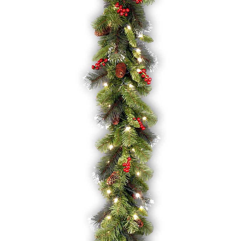 9-ft. Pre-Lit Glitter Bristle, Pinecones & Berry Crestwood Spruce Christmas Garland | Kohl's