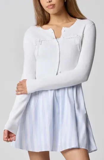 Florence by Mills Baby Bow Rib Knit Button Front Crop Cardigan | Nordstrom | Nordstrom